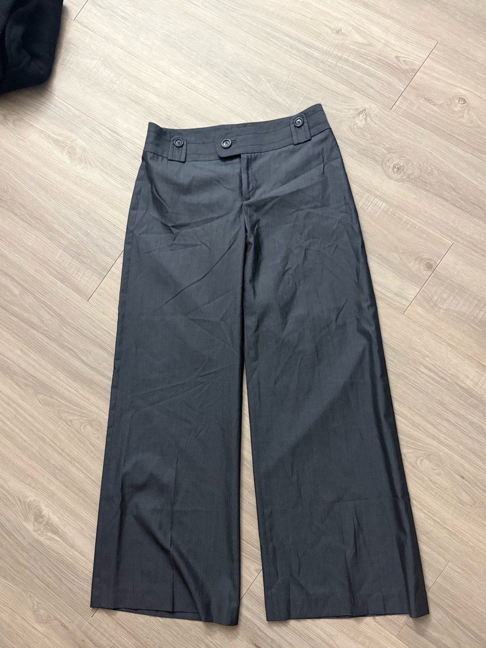 Banana Republic Vintage Wool Silk Wide Leg Trouser in Charcoal Gray